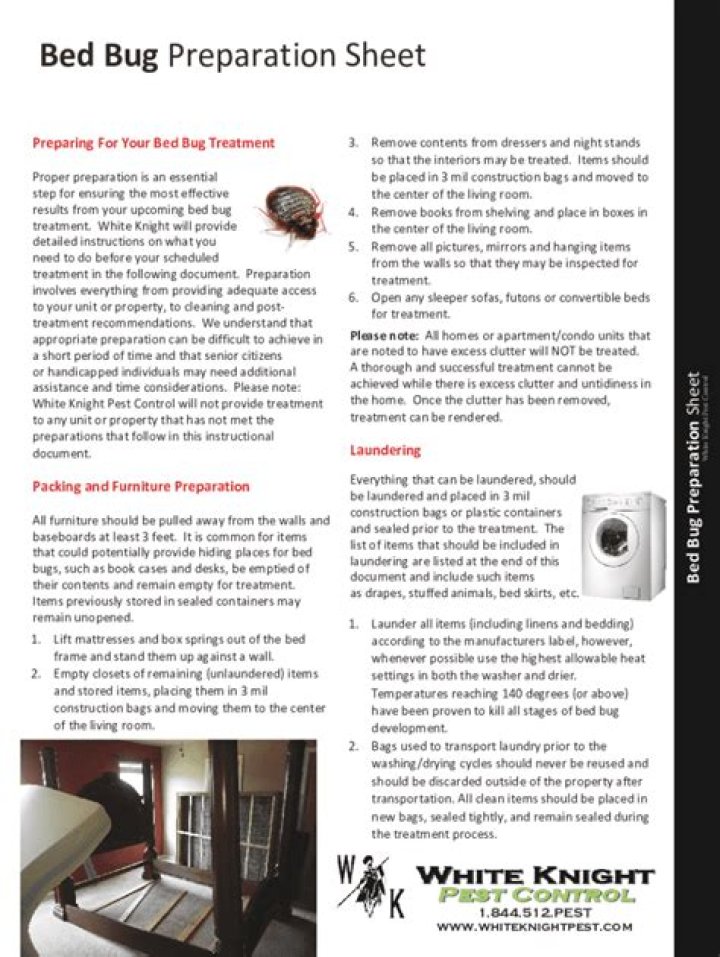 Prep Sheet for Superior Bed Bug Service